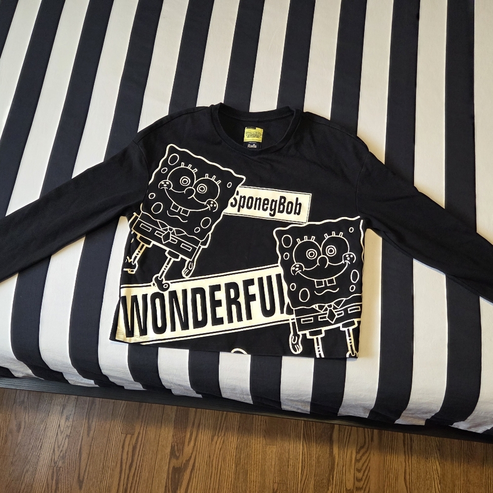 Black and White SpongeBob Long Sleeve Sweatshirt